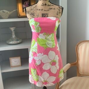 LILLY PULITZER New NWT XS 2 Franco dress hotty pink she’s a piston green white